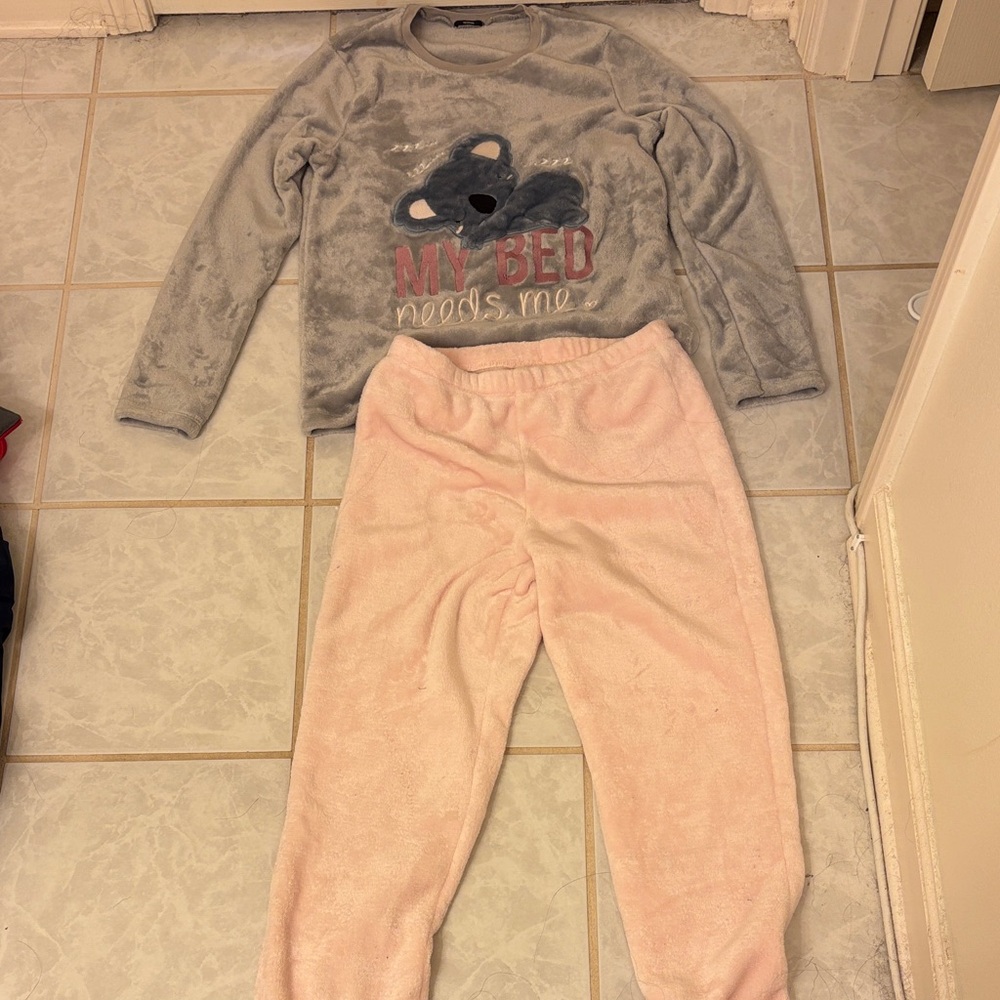 Cozy Gray and Pink Pajama Set